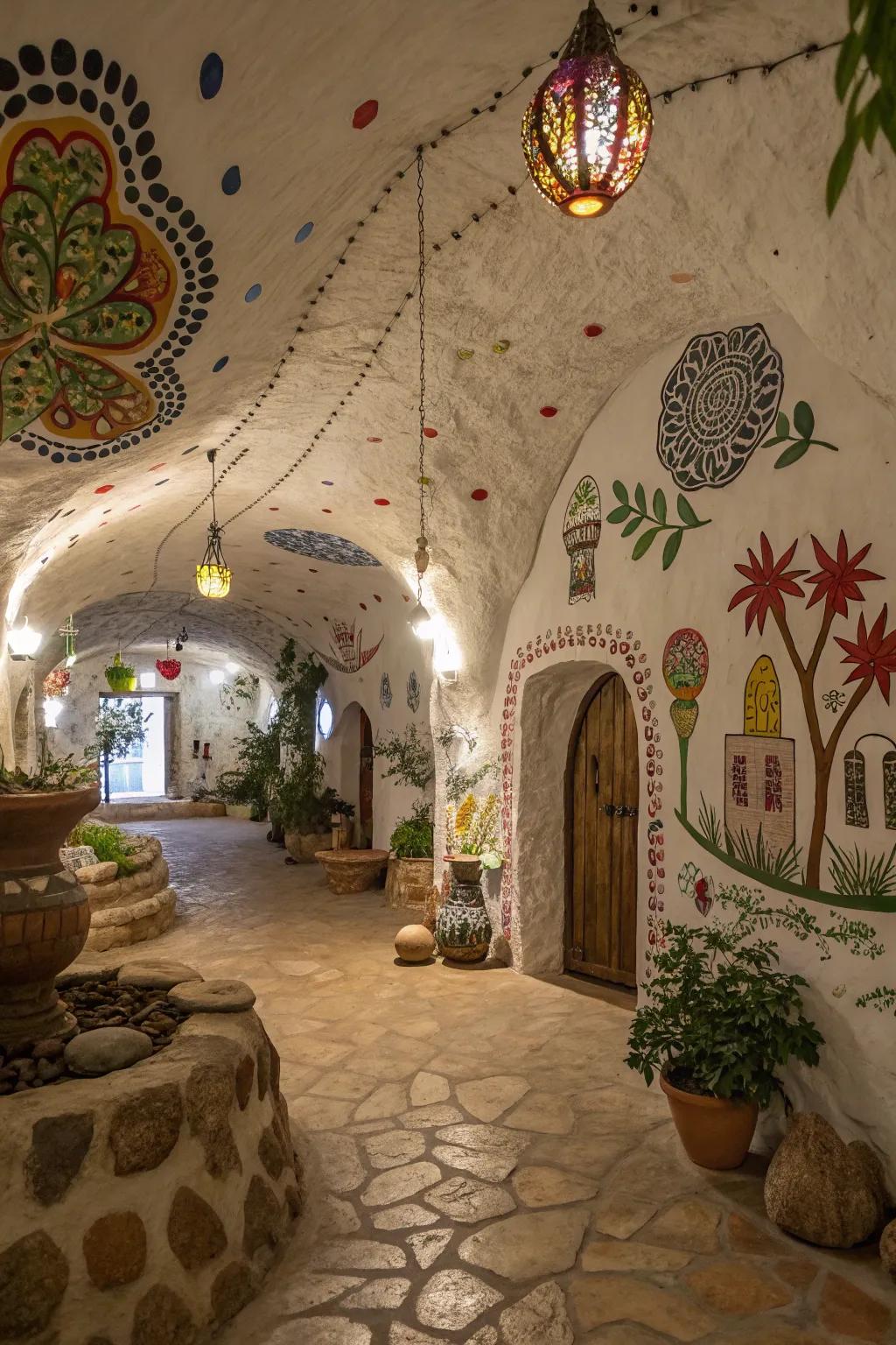 Artistic touches add personality and charm to underground homes.
