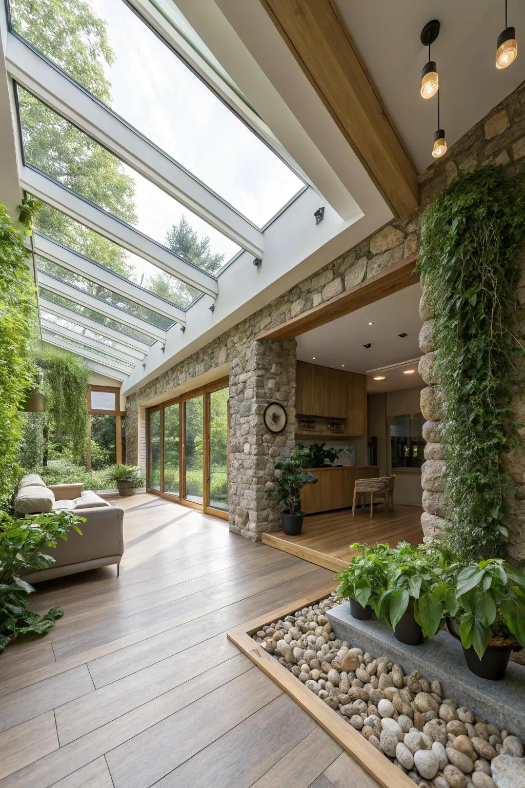 Sustainable materials offer beauty and responsibility in underground homes.