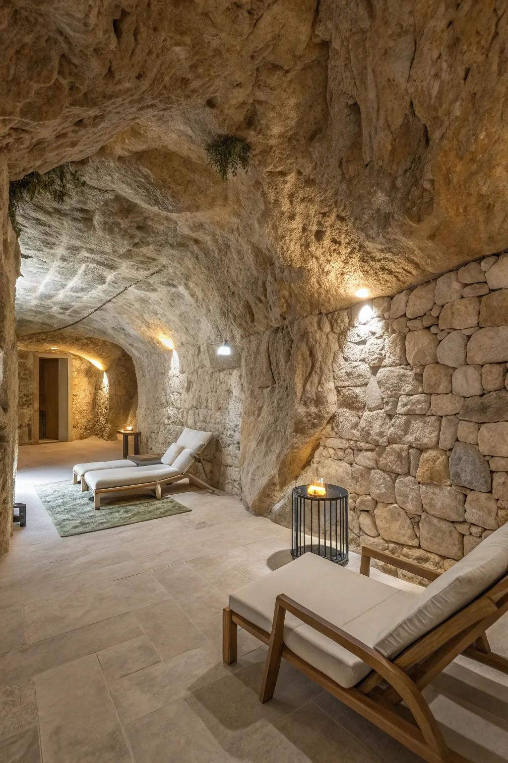 Harness the beauty of natural stone to complement your underground space.