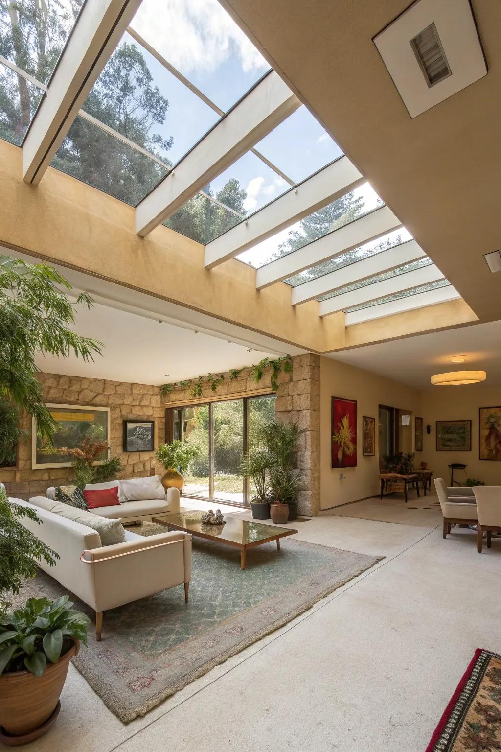 Skylights bring the beauty of daylight into underground living areas.