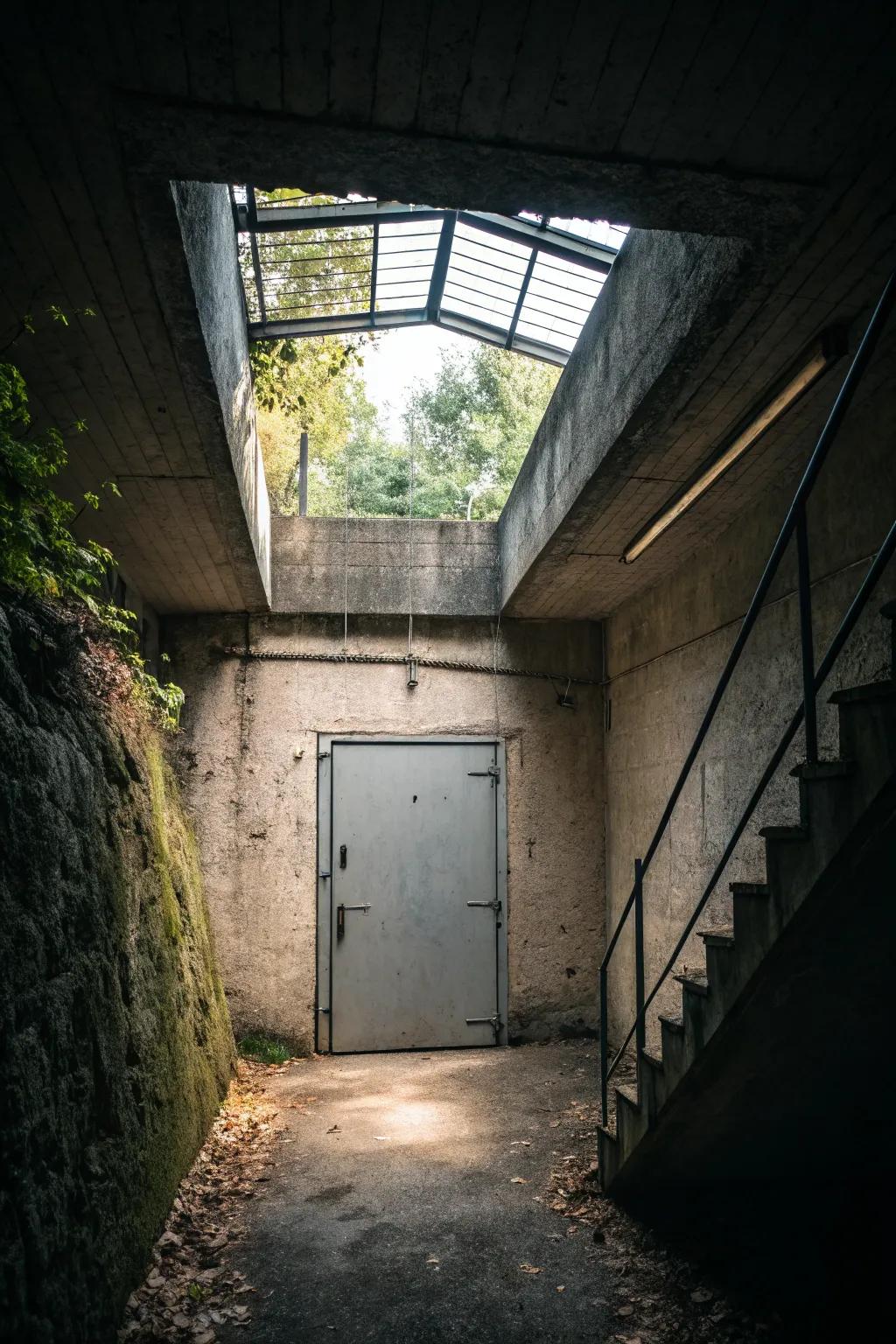 Skylight bringing daylight to basement entry