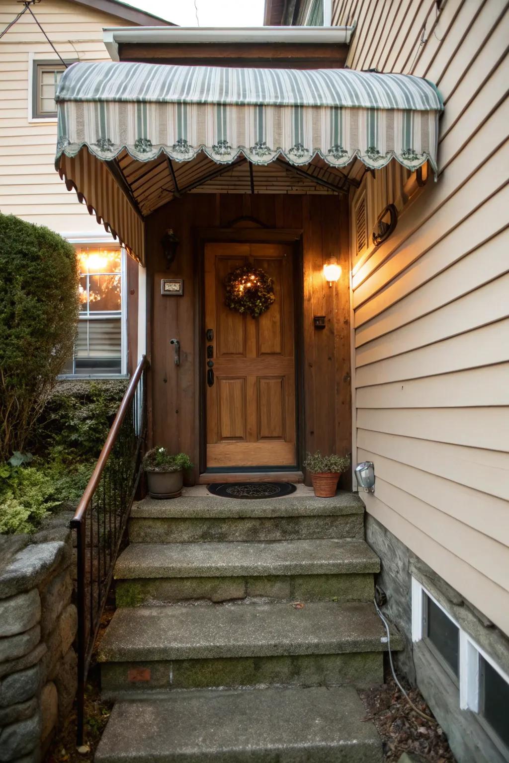 Covered basement entrance for weather protection