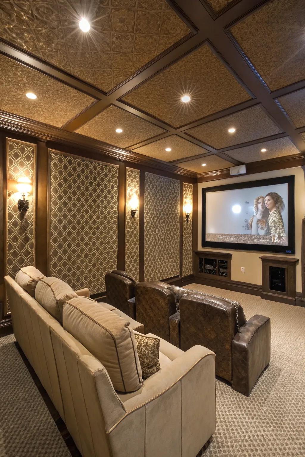 Textured walls boosting visual appeal and sound quality.