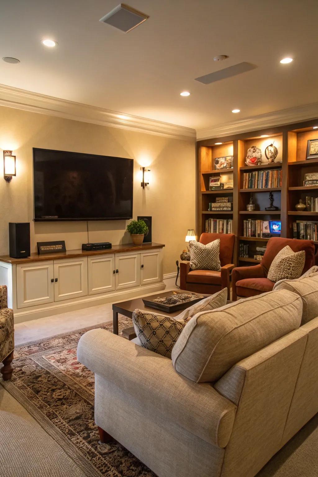 Large TV providing cinema-like visuals.