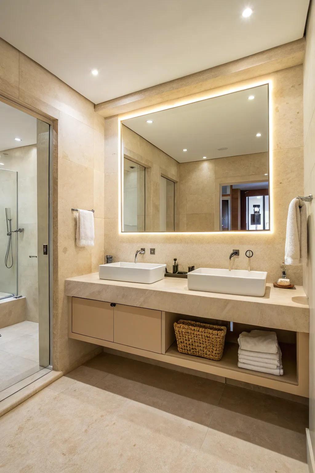 Mirrors create an illusion of space and light in your bathroom.
