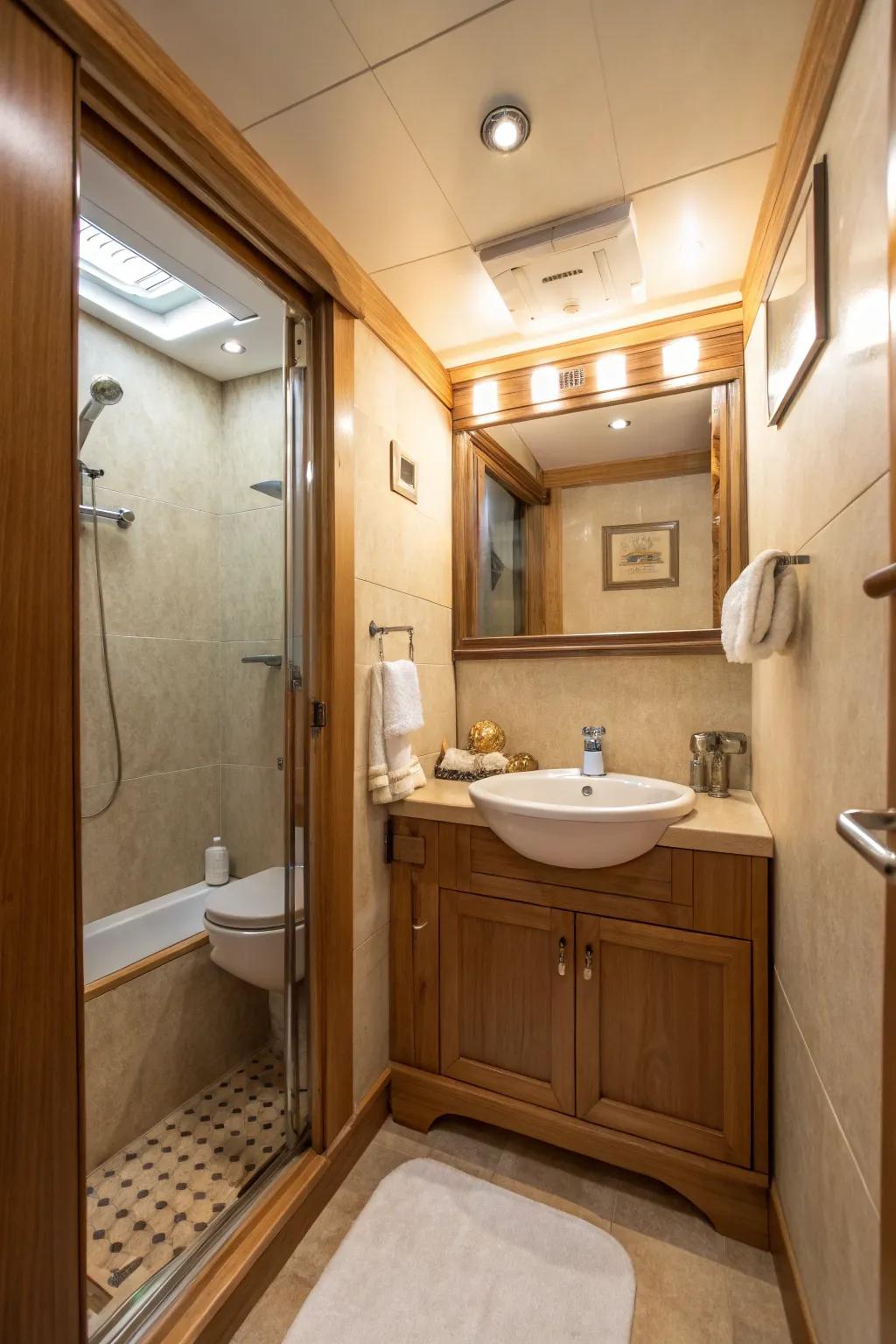 Warm and inviting beige tone in a bathroom