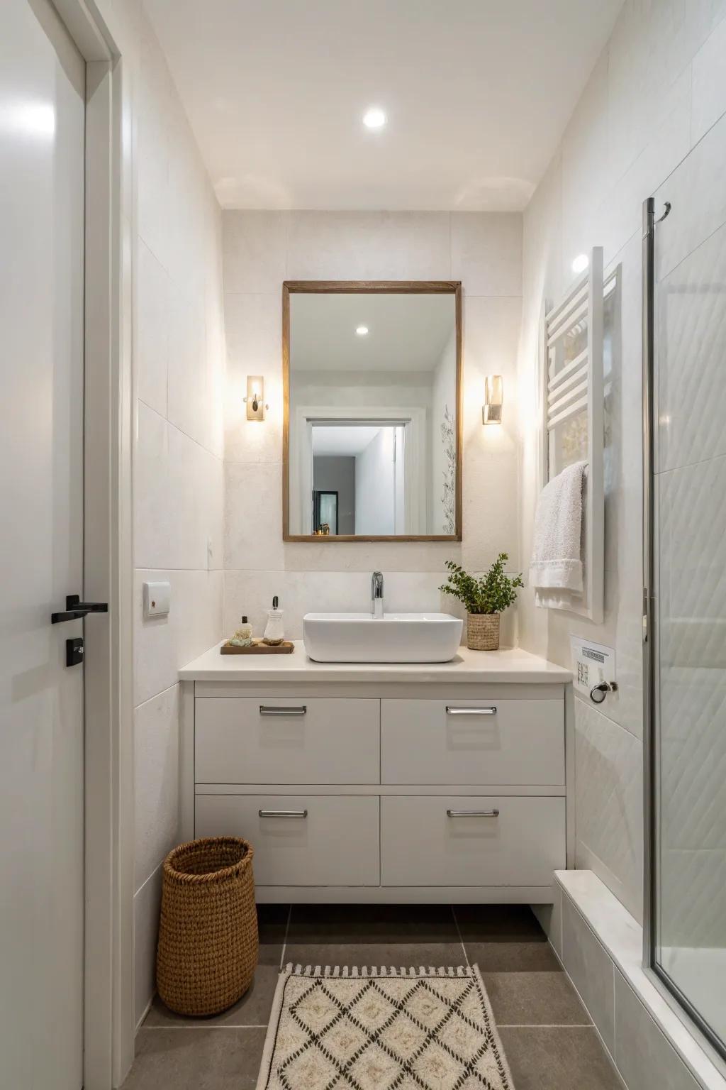 Crisp white bathroom for a spacious look