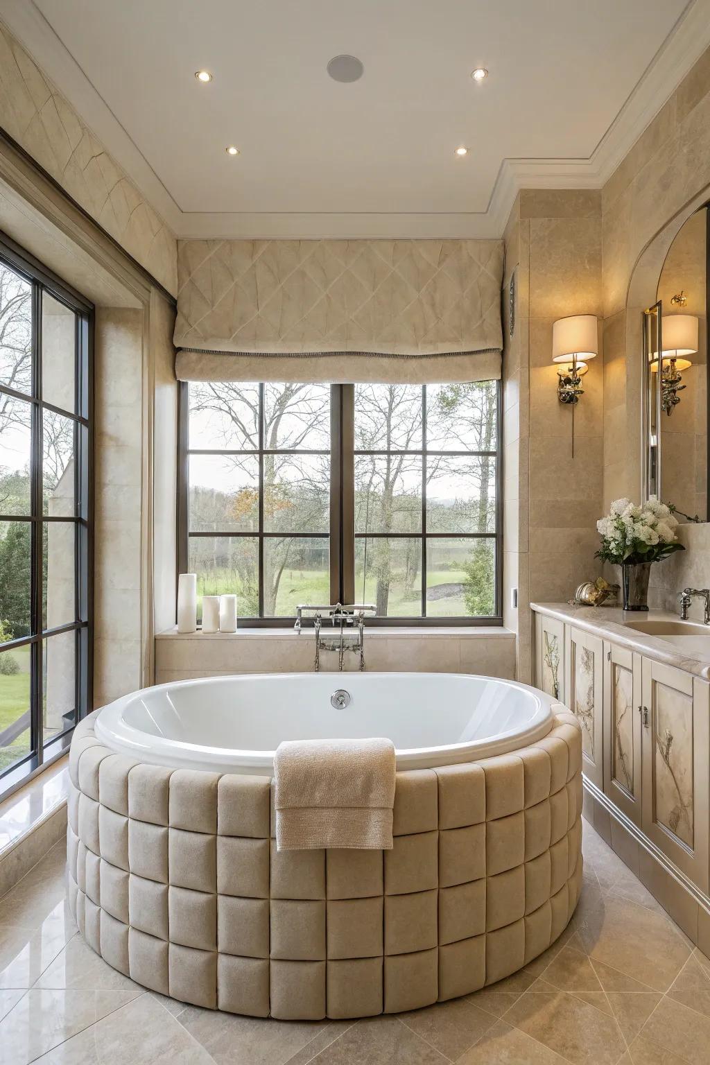 Comfort and elegance combined with upholstered bathtub frames.