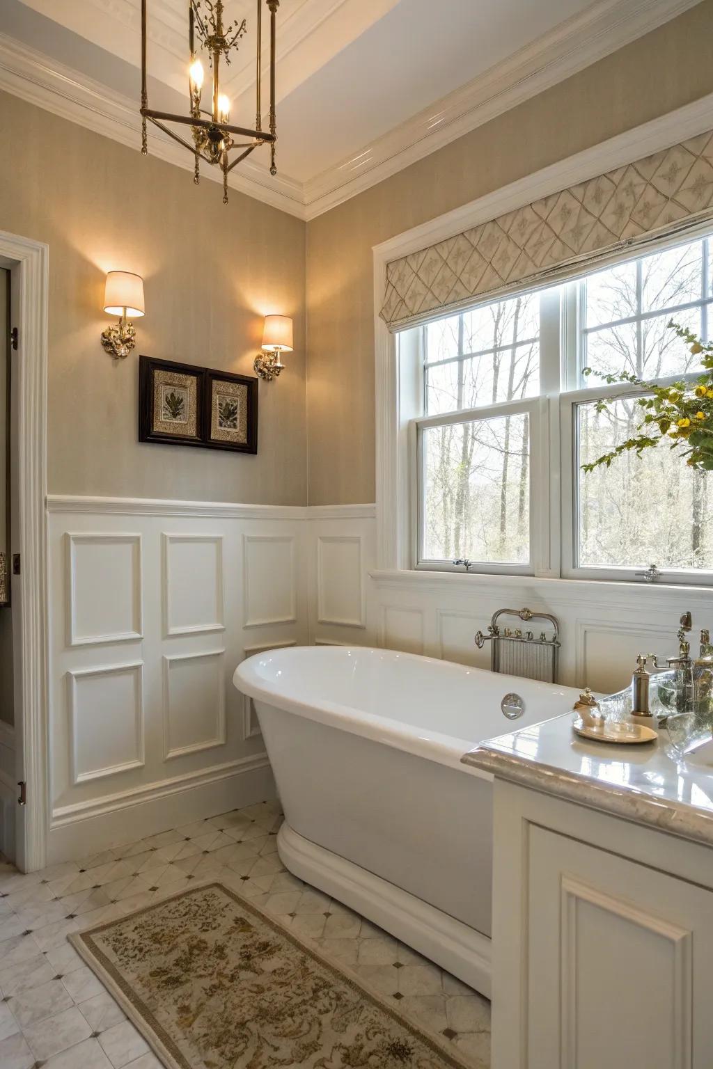 Classic paneled bathtub frame with modern updates.