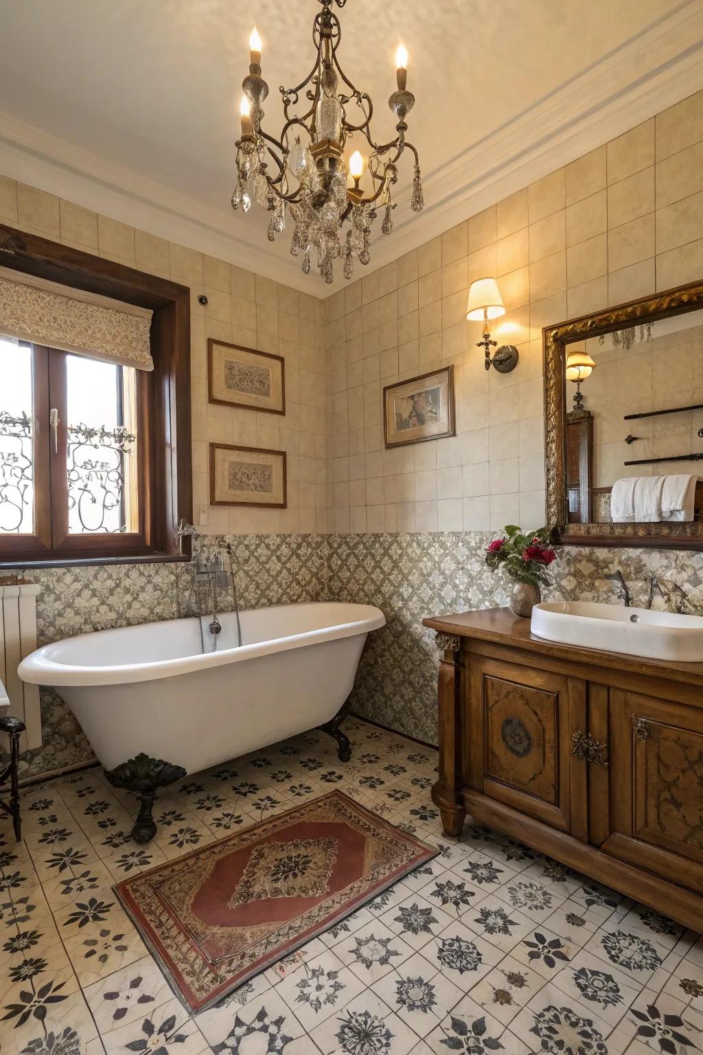 Bring charm to your bathroom with a vintage clawfoot bathtub.