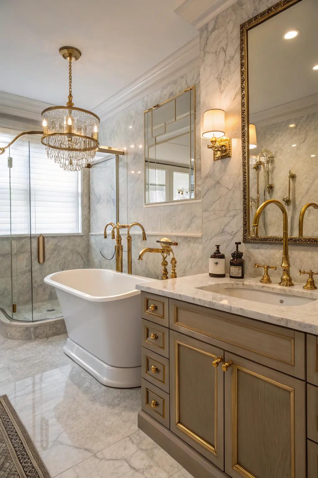 Bathroom showcasing mixed metallic hardware