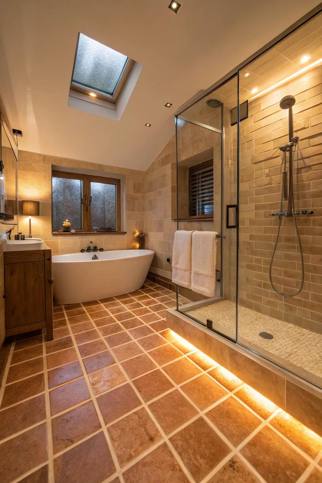Bathroom with cozy heated flooring