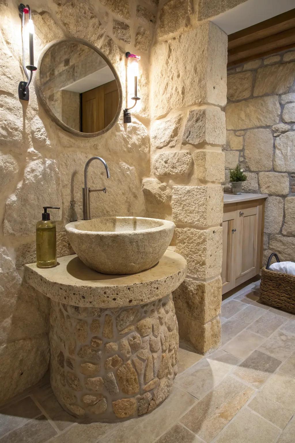 Distinctive stone bathroom sink