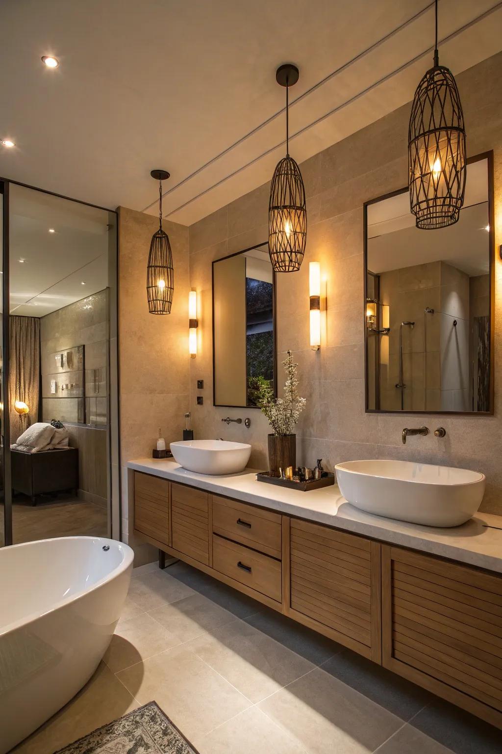 Modern lighting fixtures brighten and style your bathroom.