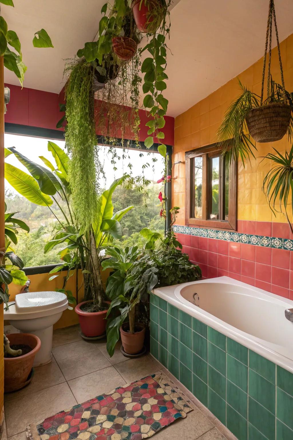 Transform your bathroom into a lively tropical retreat.