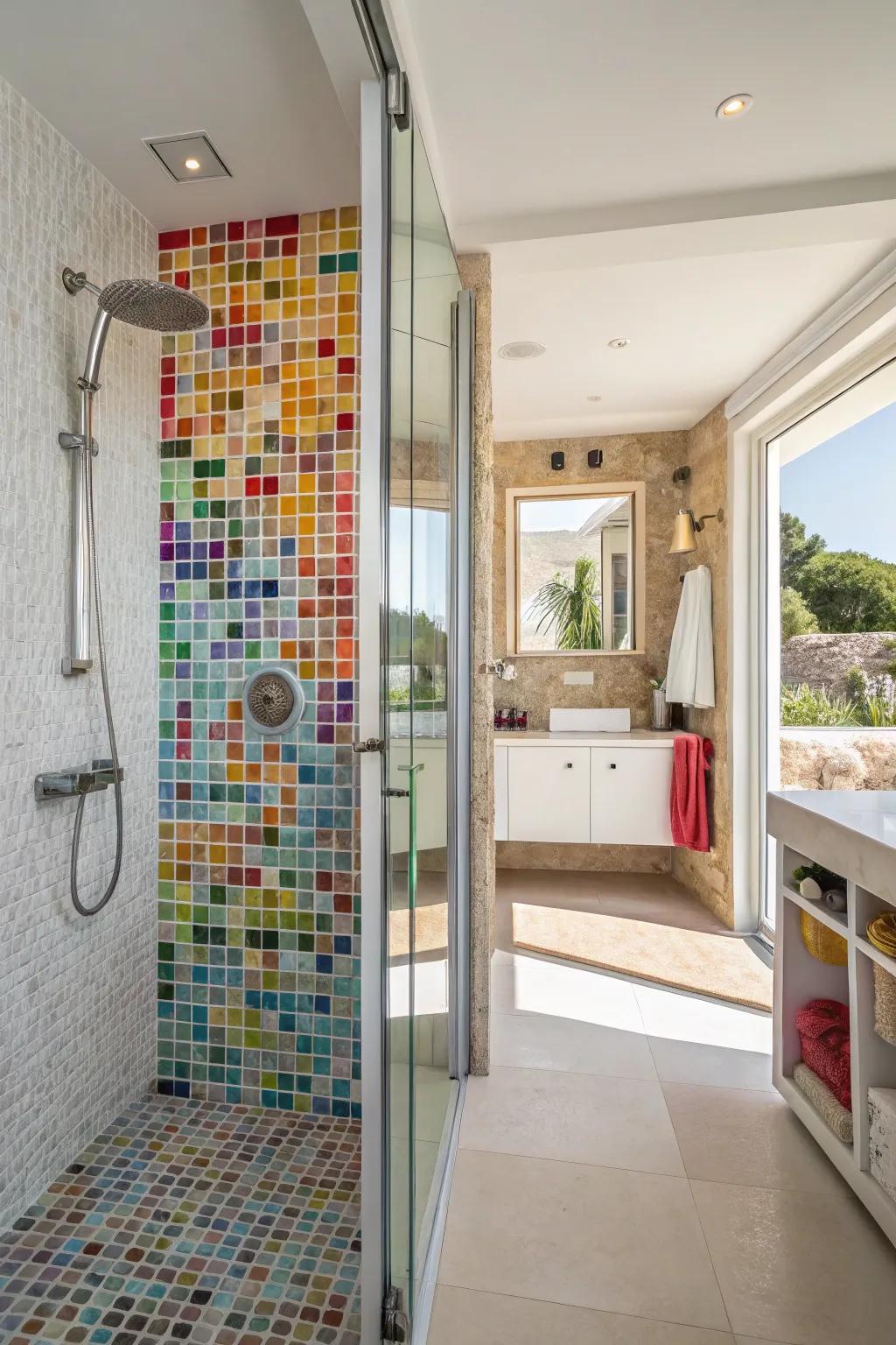 Colorful mosaic tiles bring fun and personality