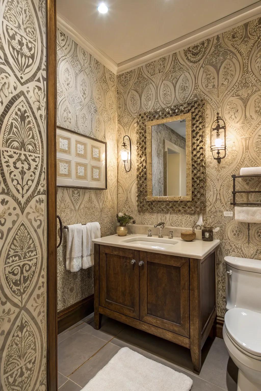 Textured wallpaper adds depth and interest