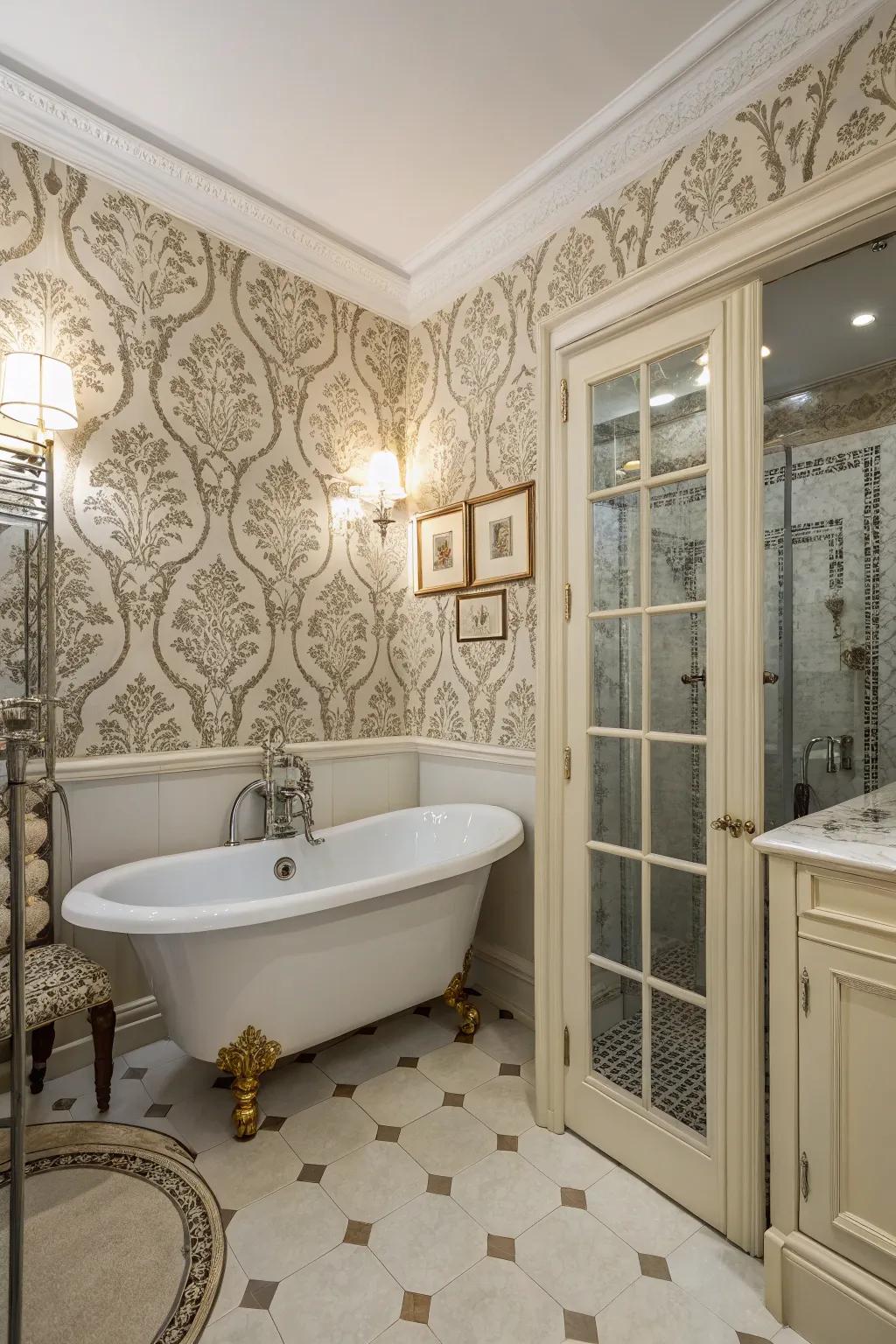 Elegant classic bathroom wallpaper