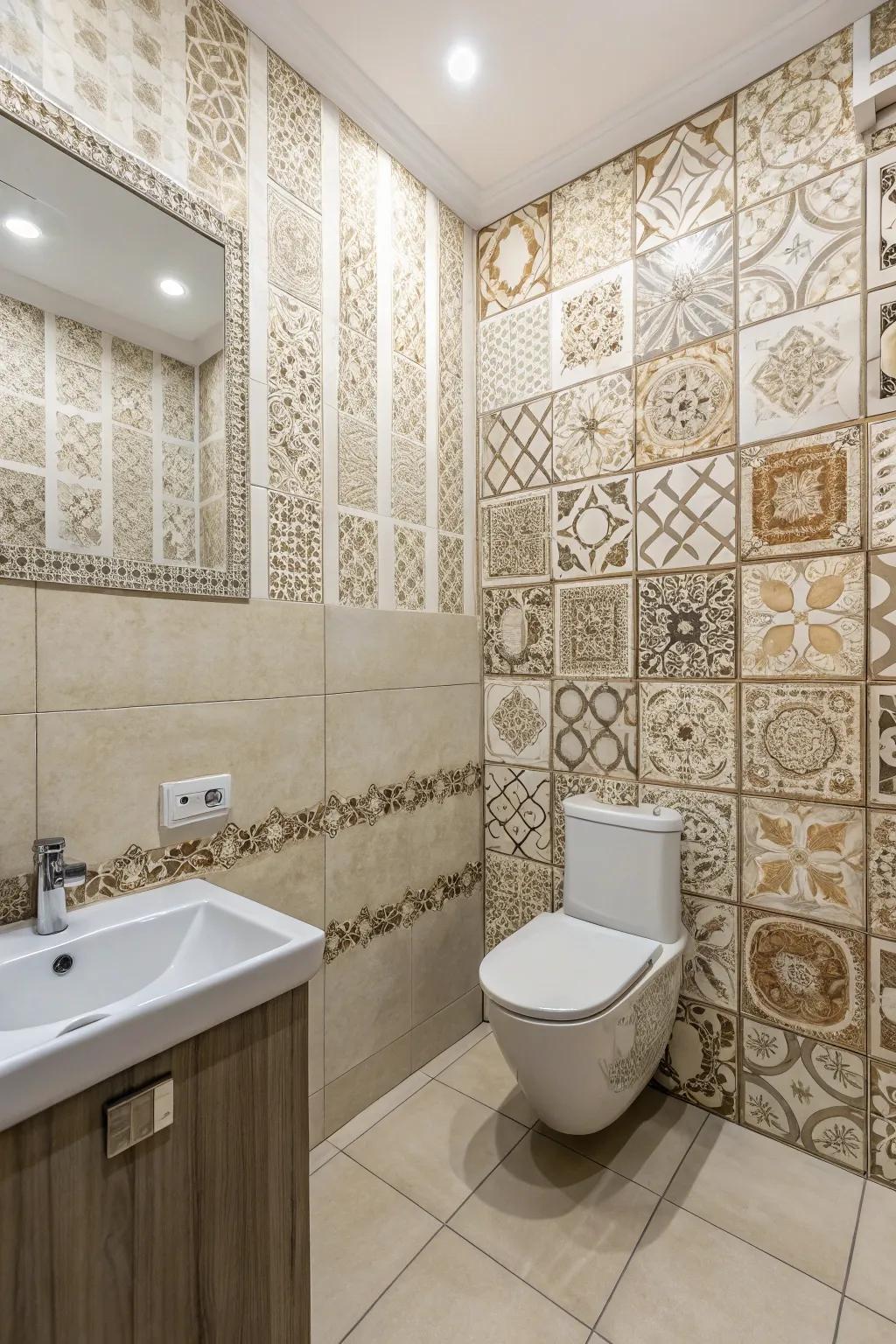 Tile imitation wallpaper for bathrooms