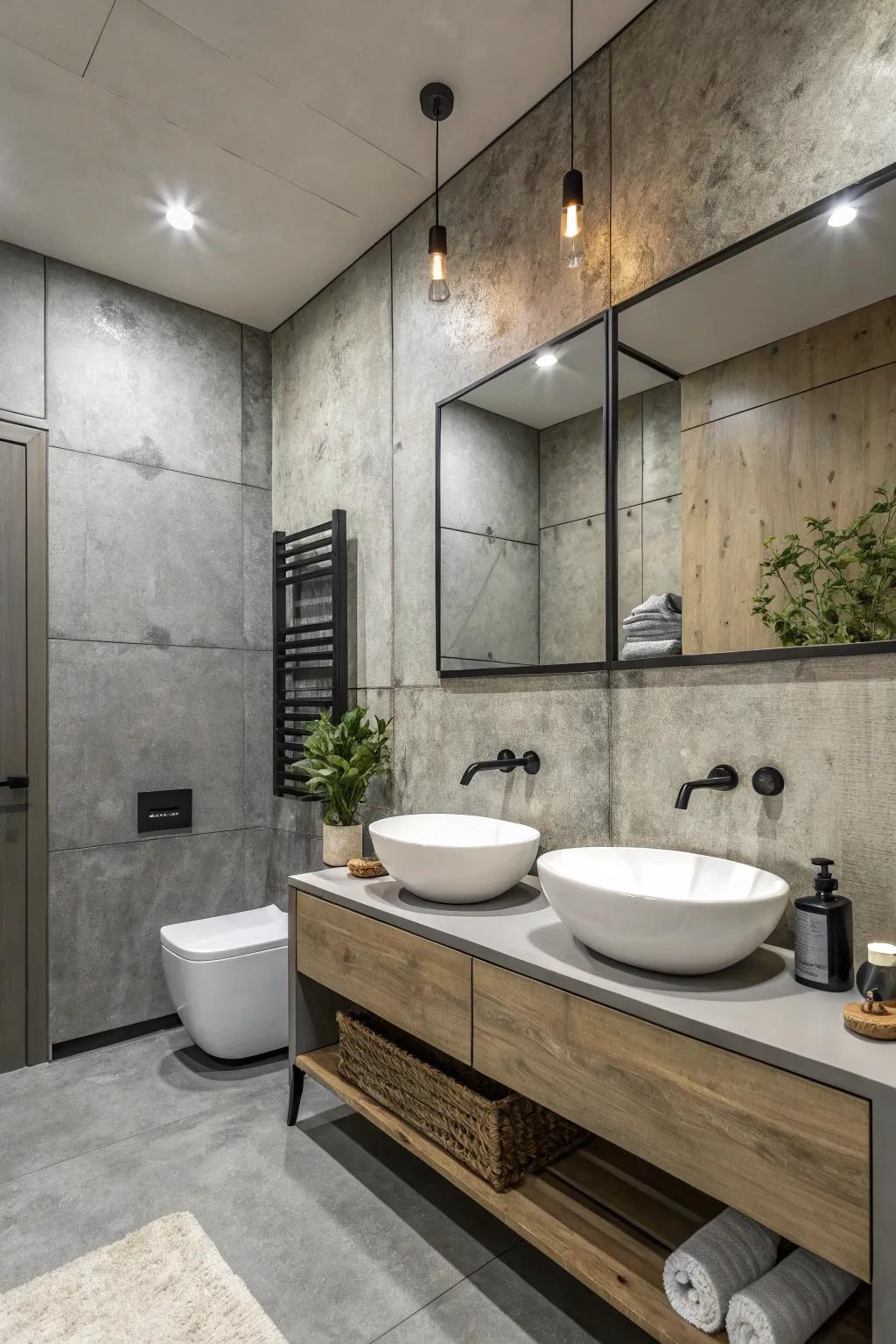 Concrete look wallpaper for bathrooms