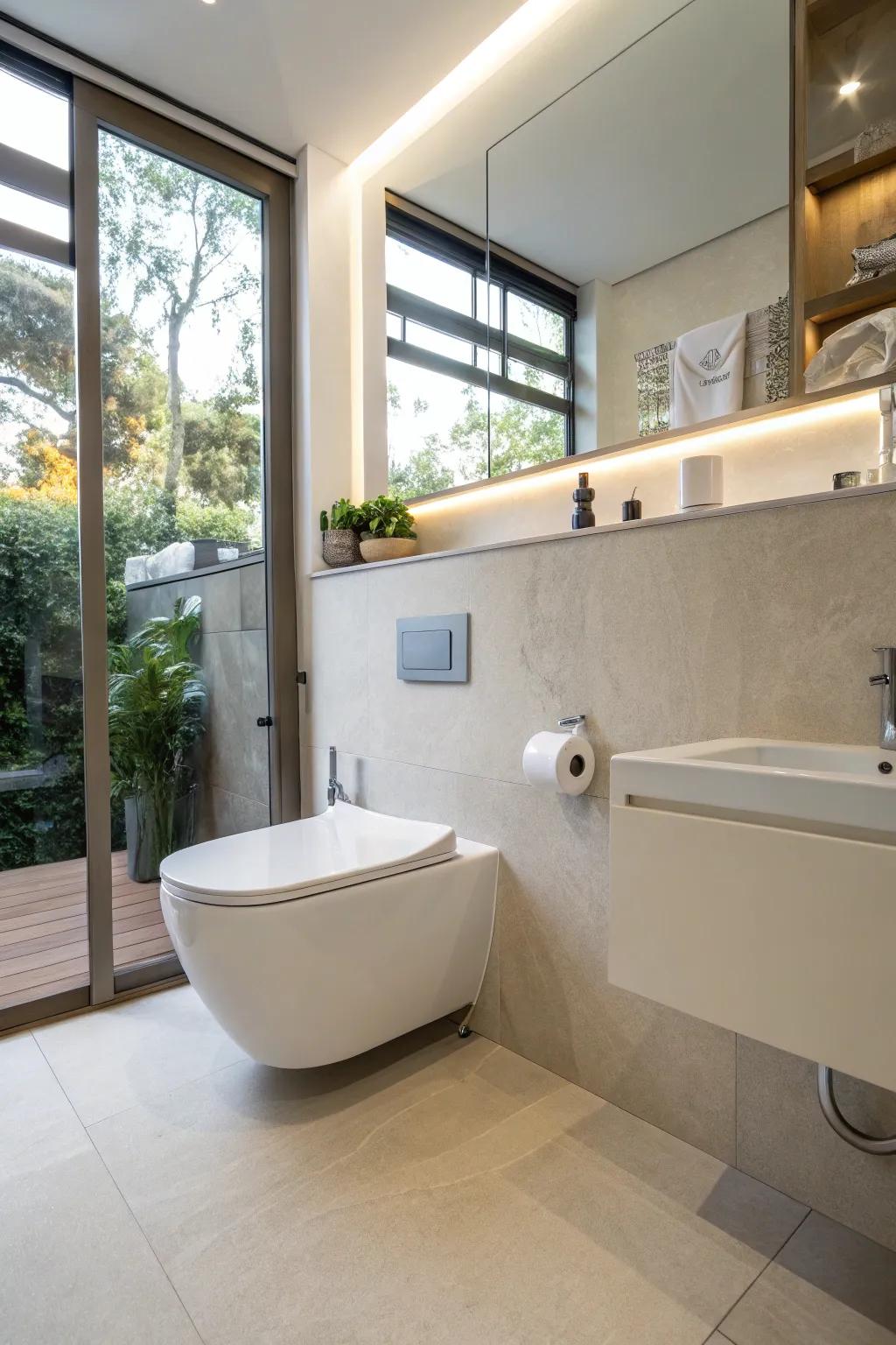 Modern wall-hung toilet promoting spacious, neat designs