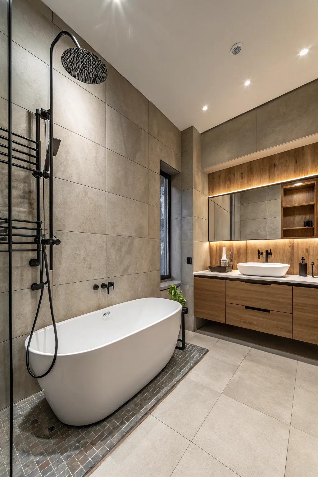 Matte finish bathroom fixtures contribute to contemporary elegance