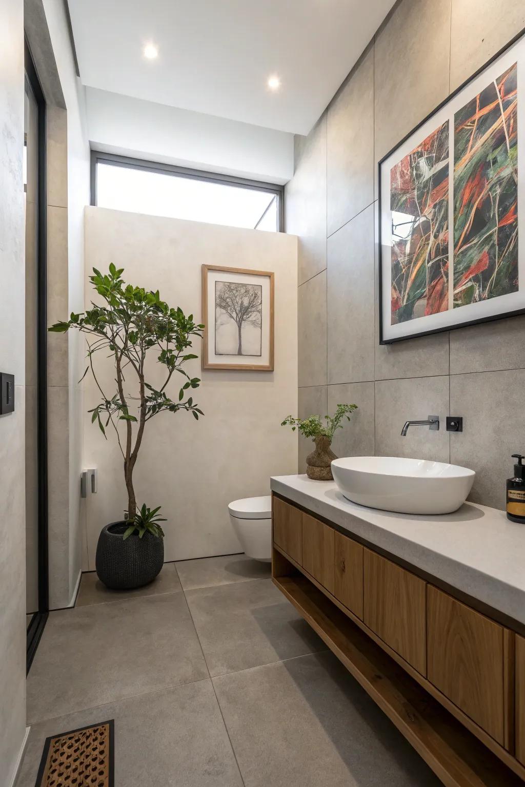 Minimalist decor enriching modern bathroom space