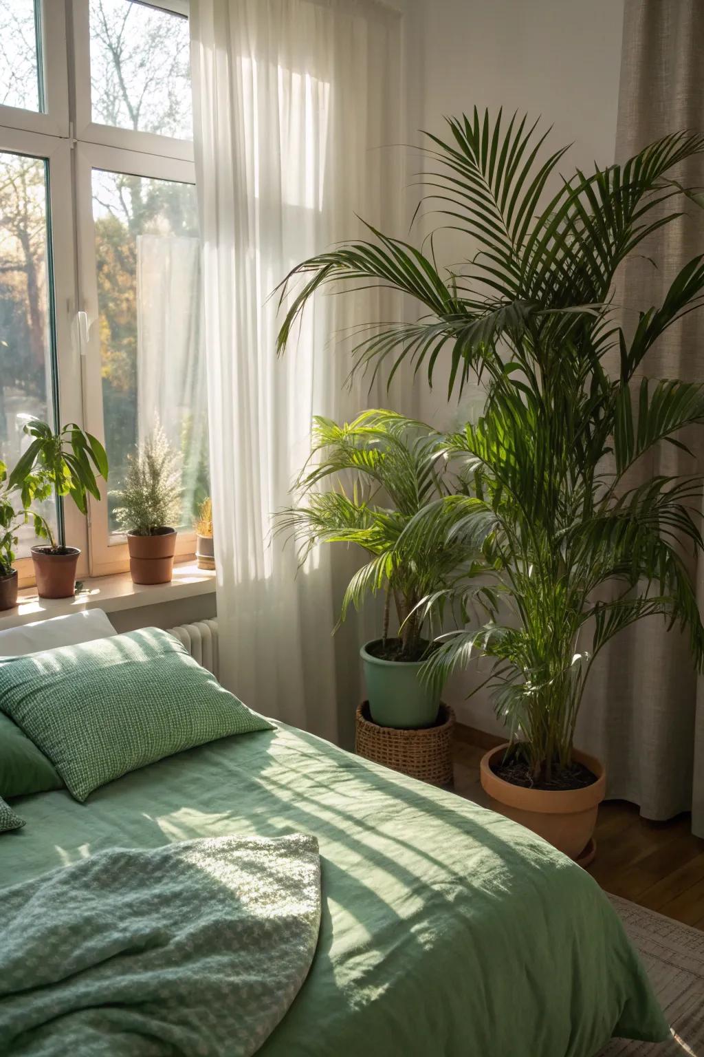 Indoor green plants add vibrancy and balance to coastal rooms.
