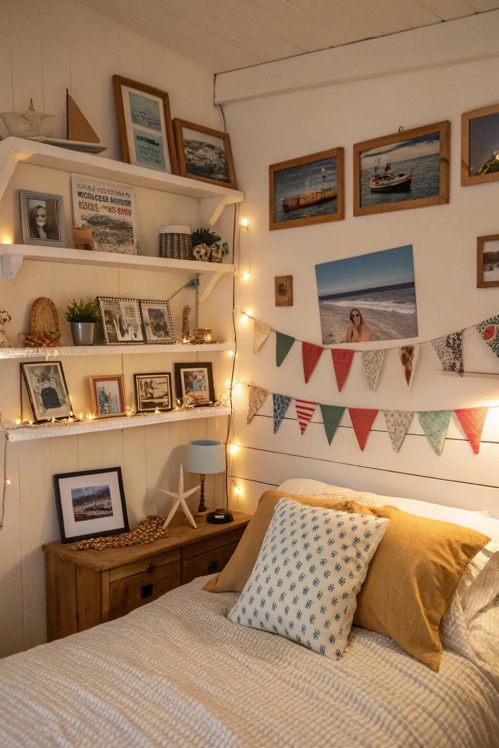 Personal touches add unique charm to coastal bedrooms.