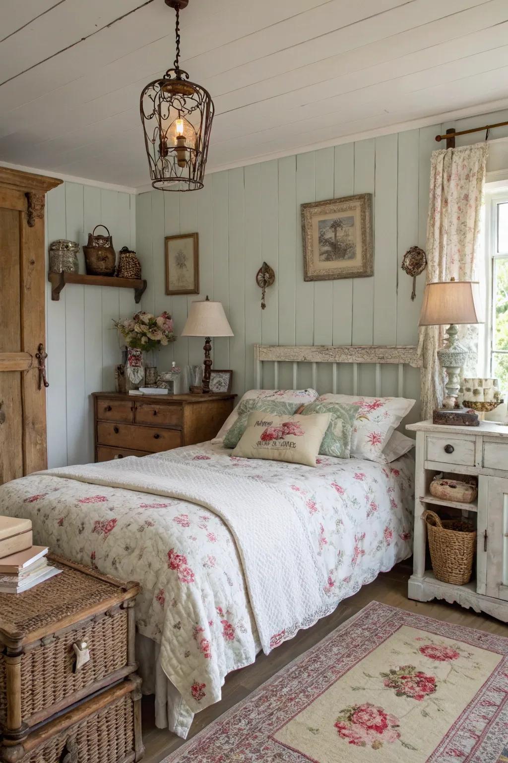Shabby chic rustic farmhouse bedroom decor