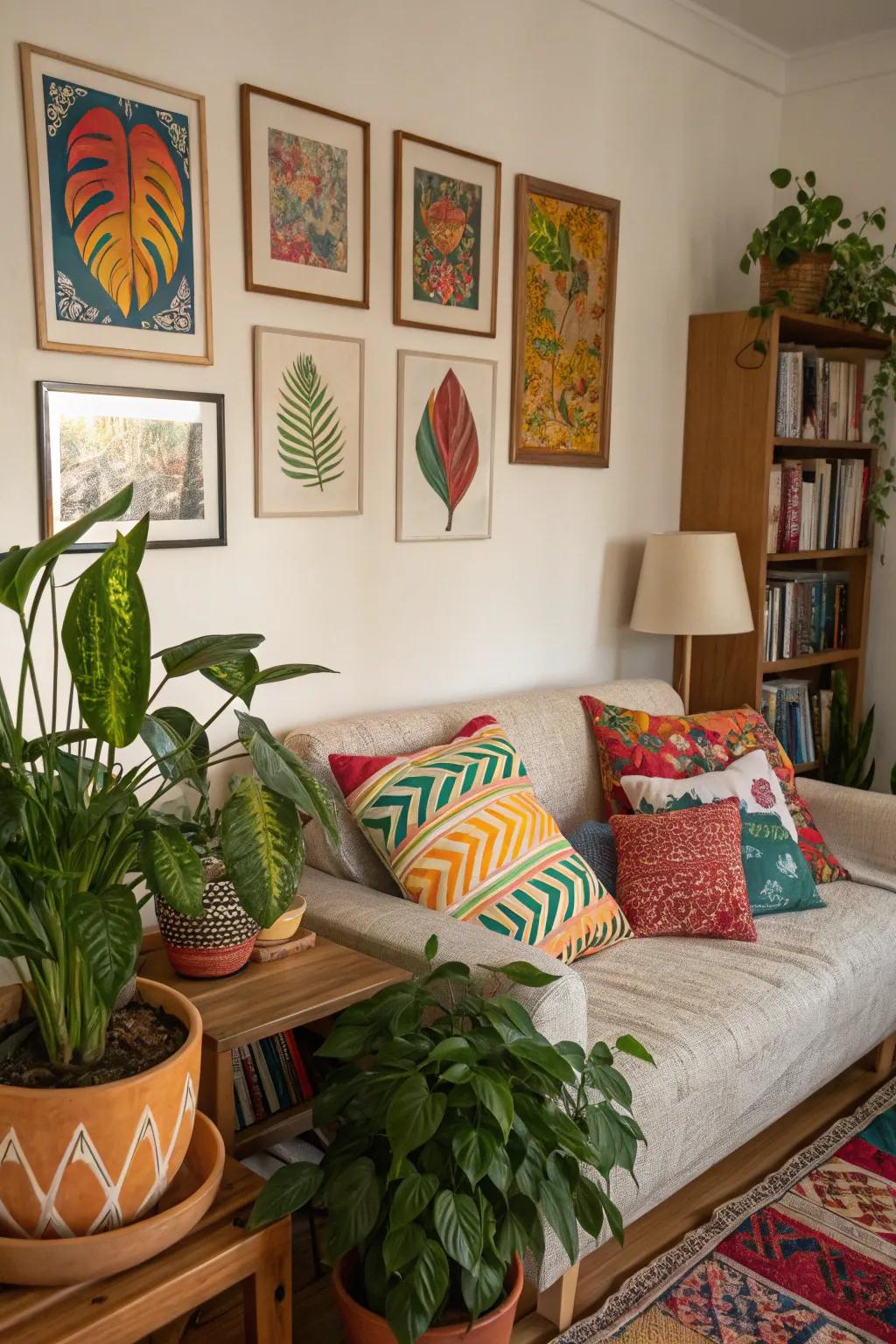 Decorative accents inject character and comfort.