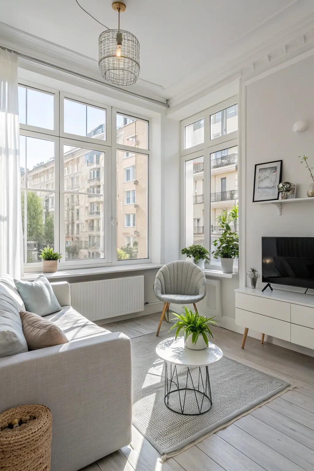 Neutral hues make studios appear larger and more inviting.