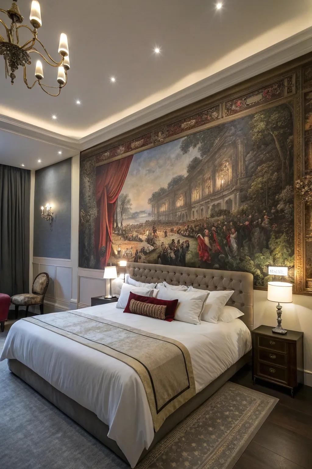 Dramatic wall mural creating ambiance