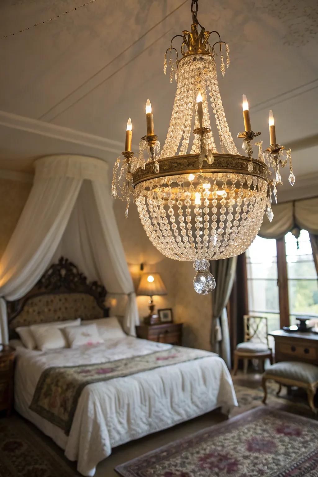 Opulent chandelier illuminating the room