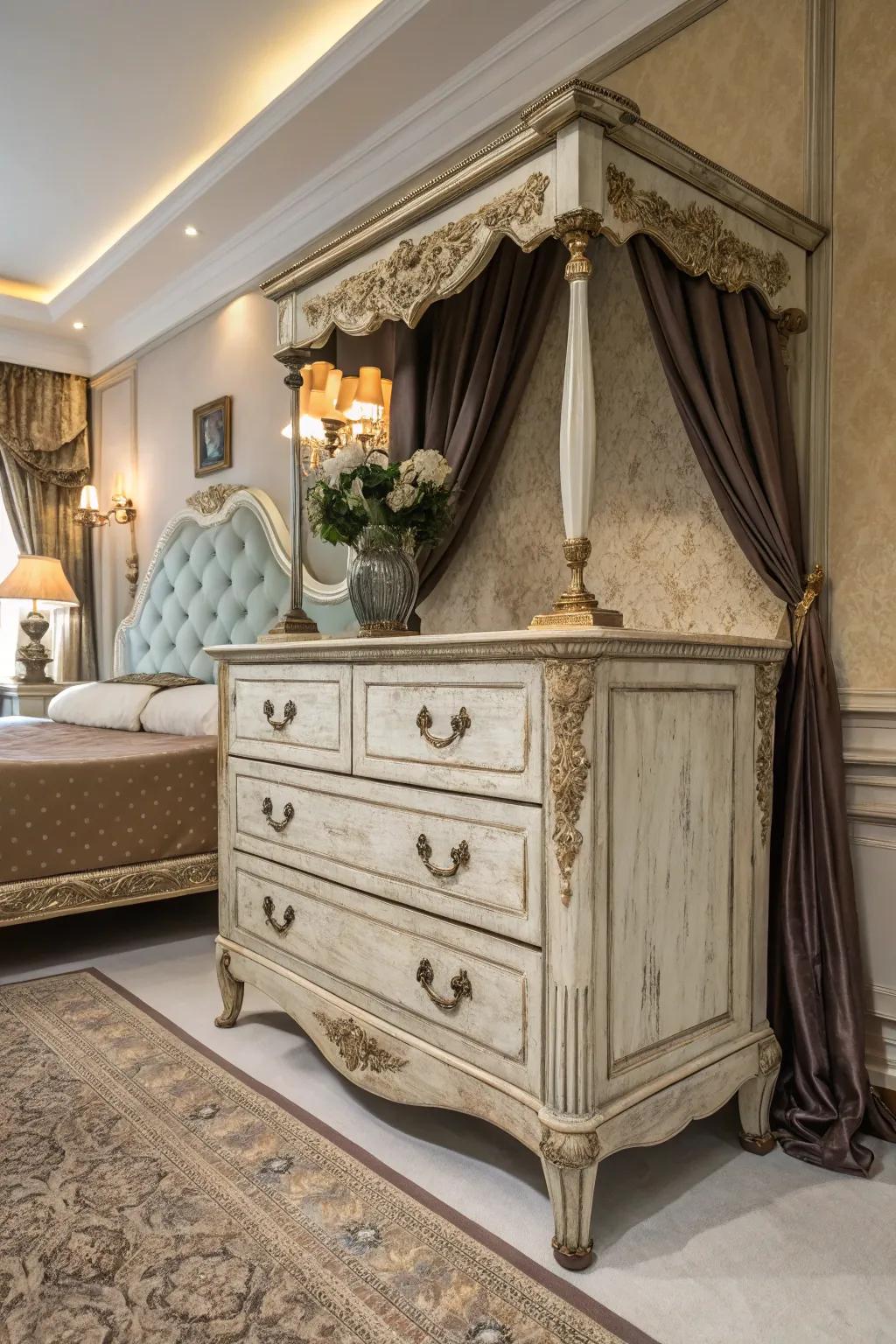 Detailed vintage dresser exuding charm