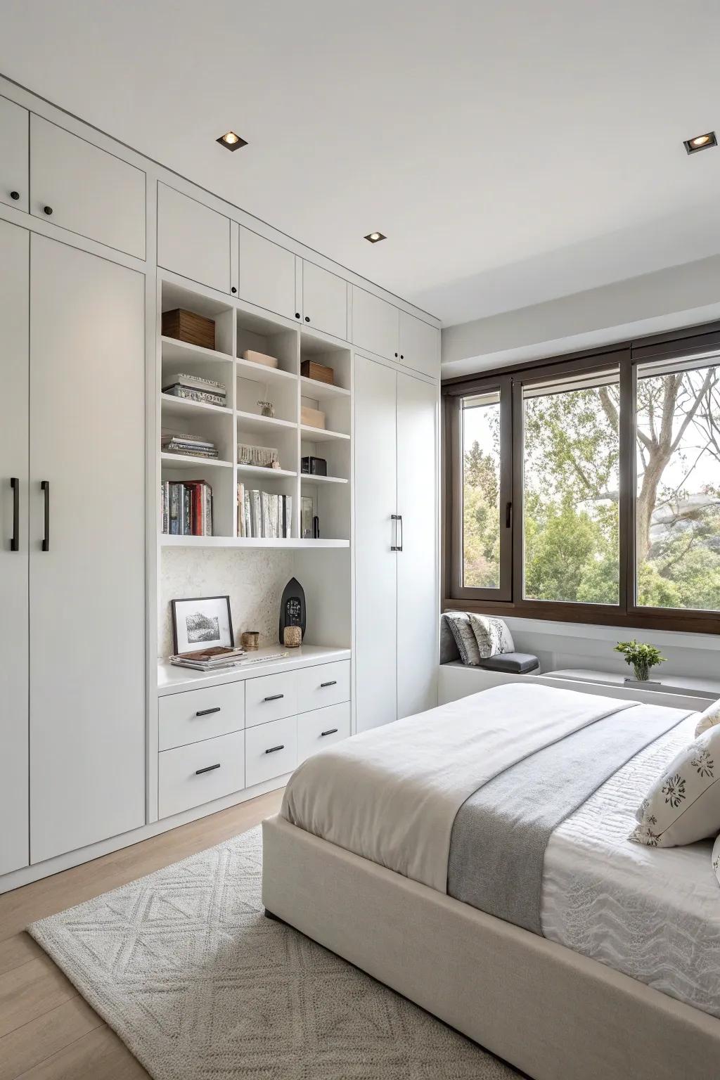 Built-in storage keeps the space neat and organized.