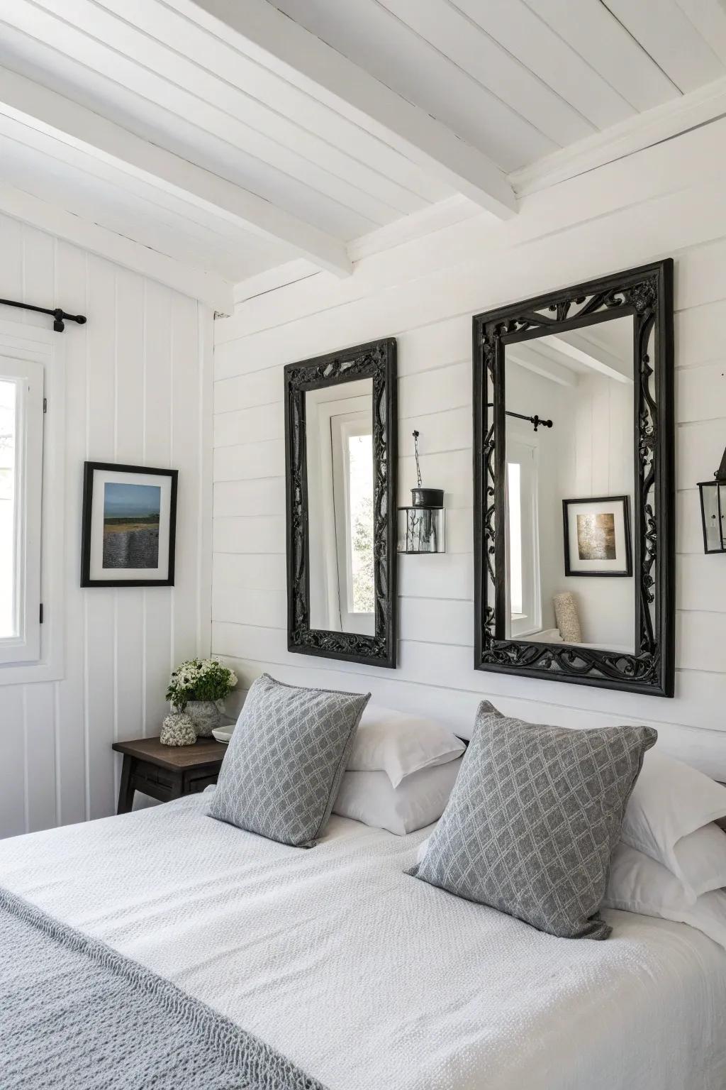 Monochrome accents create dynamic focal points.