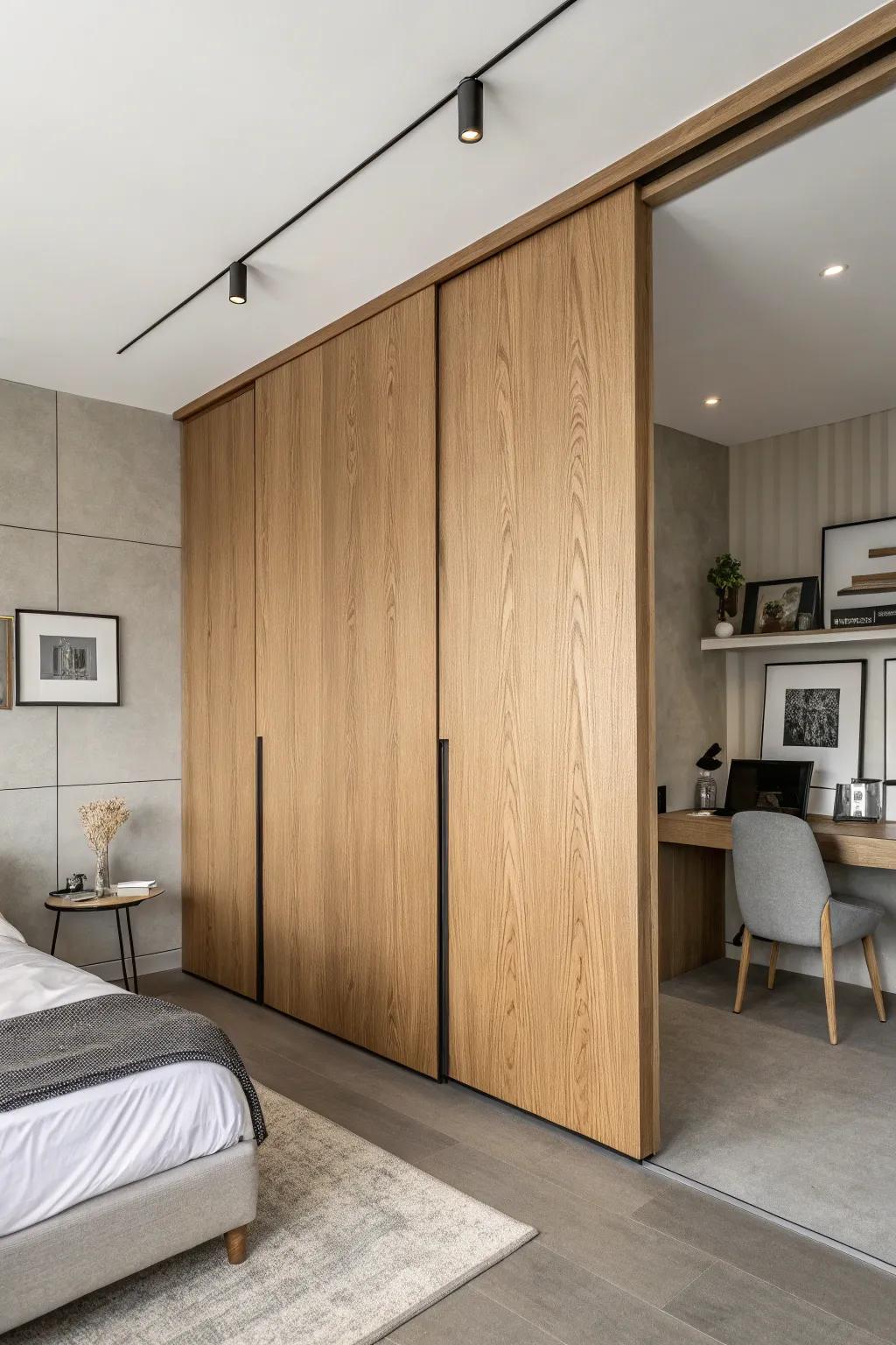 Minimalist wood doors add warmth and simplicity.