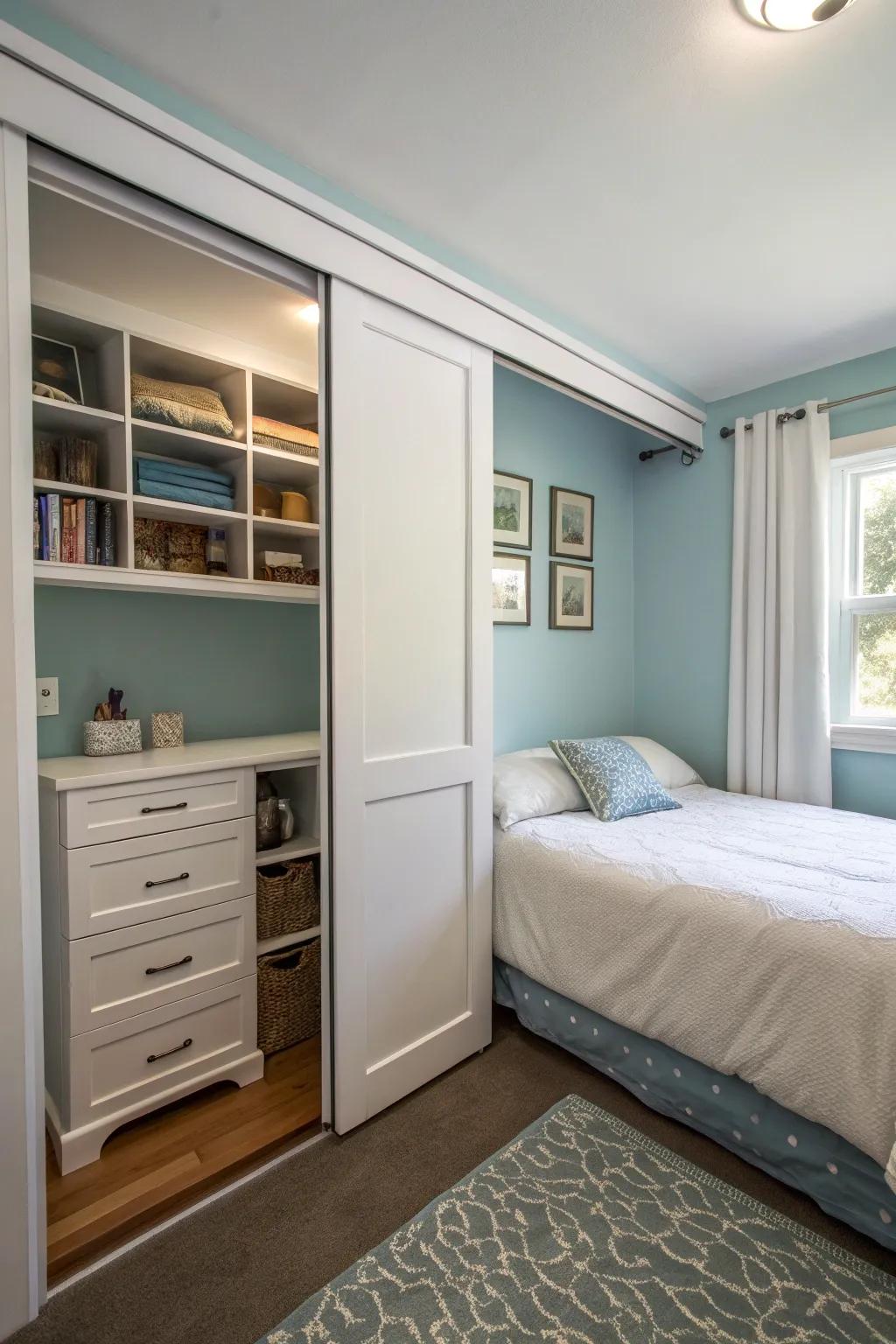 Pocket doors maximize space with their sleek design.