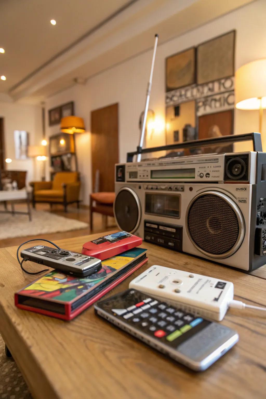 Vintage tech gadgets bring a nostalgic charm to any space.