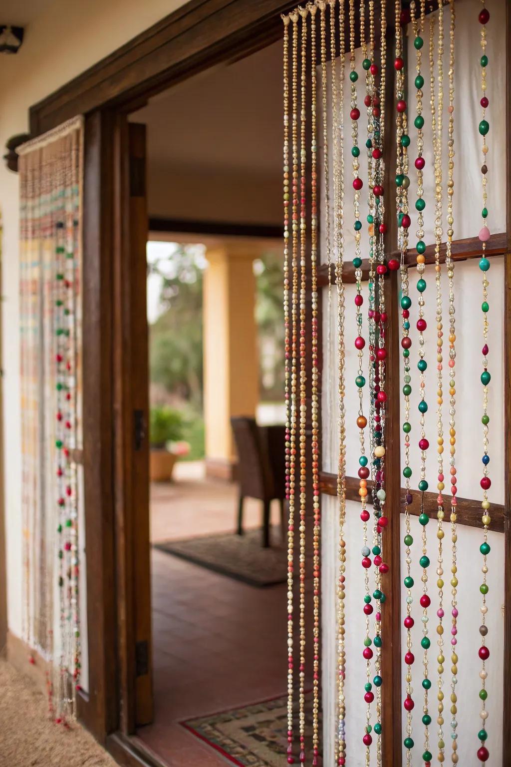 Beaded curtains add a nostalgic and stylish touch to any room.