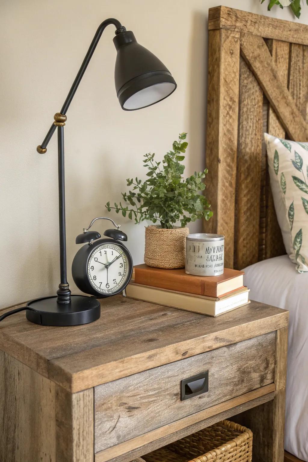 Contemporary and rustic styles blended for a cozy look.