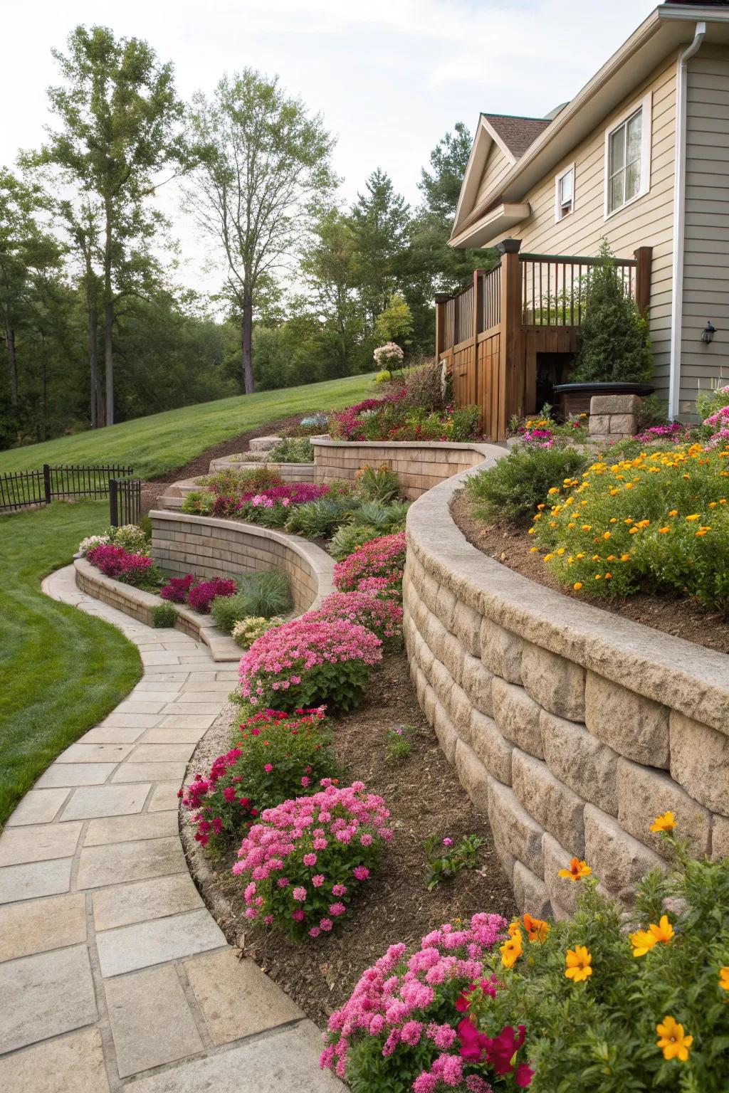 Curved walls introduce soft elegance and natural movement into landscaping.