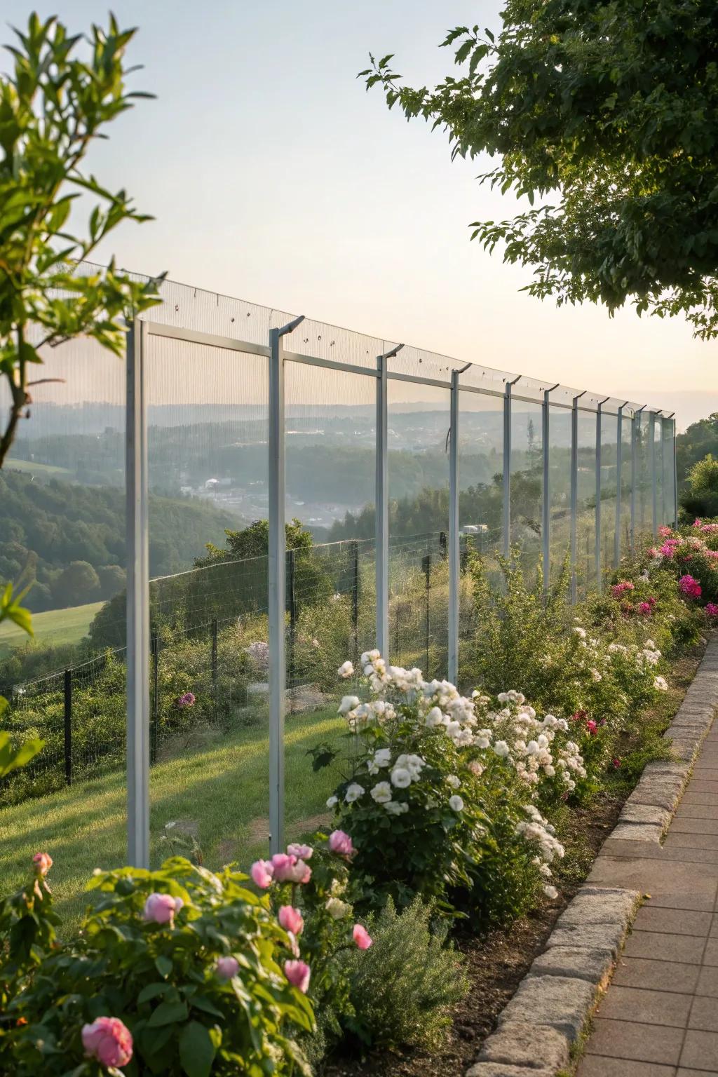 Glass fencing panels maintain openness and offer modern elegance.