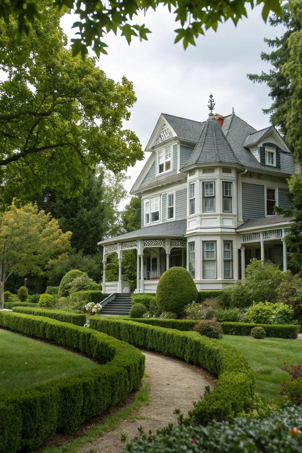 Traditional architecture refreshed with modern grey tones.