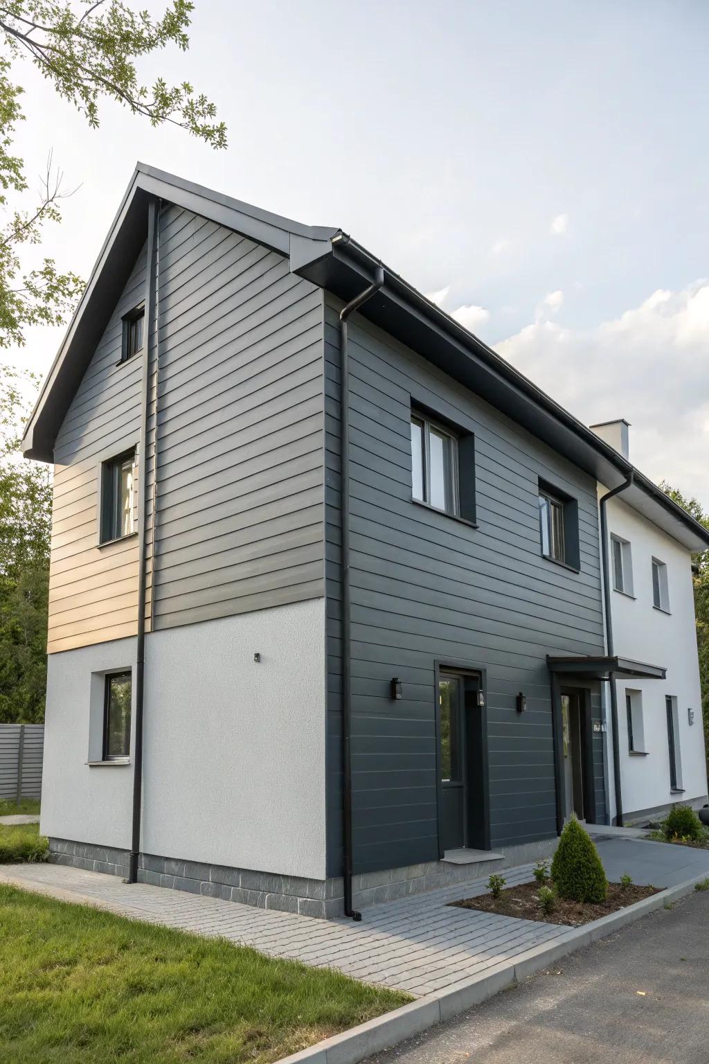 Striking two-tone grey exterior for a layered effect.