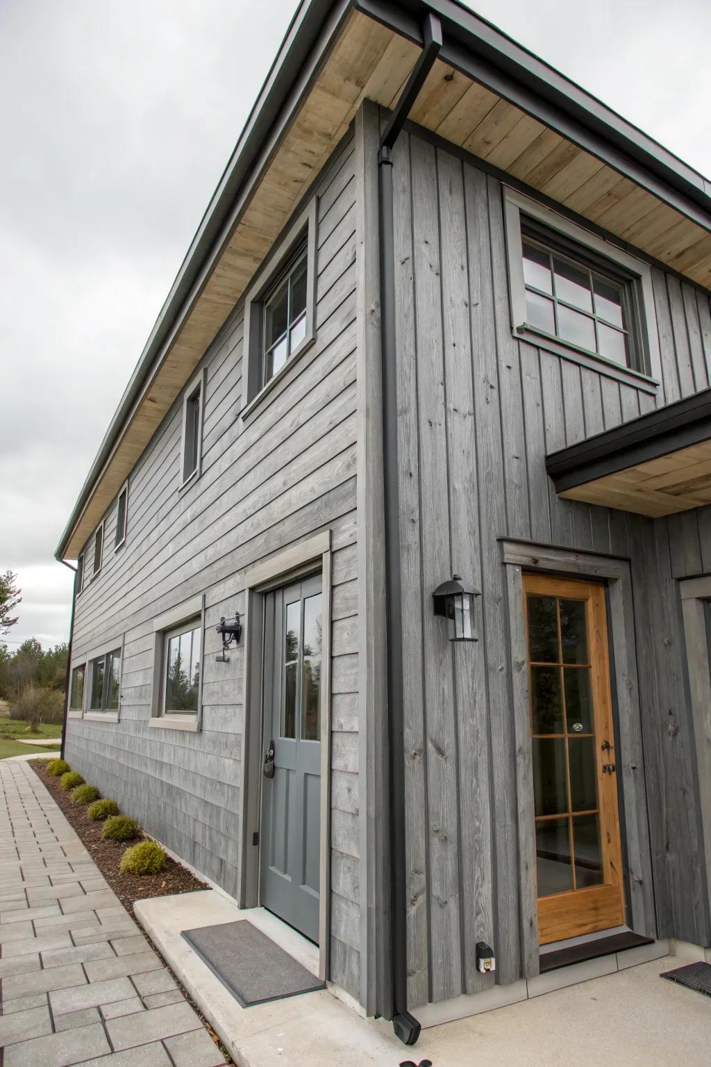 Combining cedar wood with metal siding adds warmth and edge.