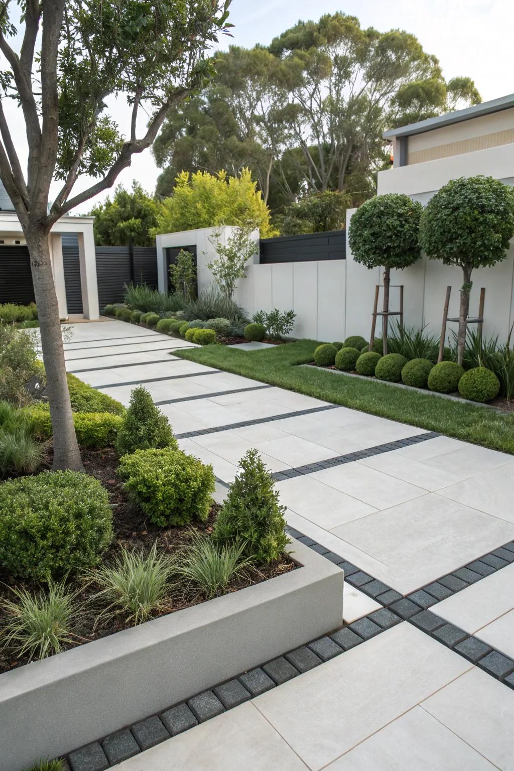 Porcelain pavers provide sleek, modern allure.