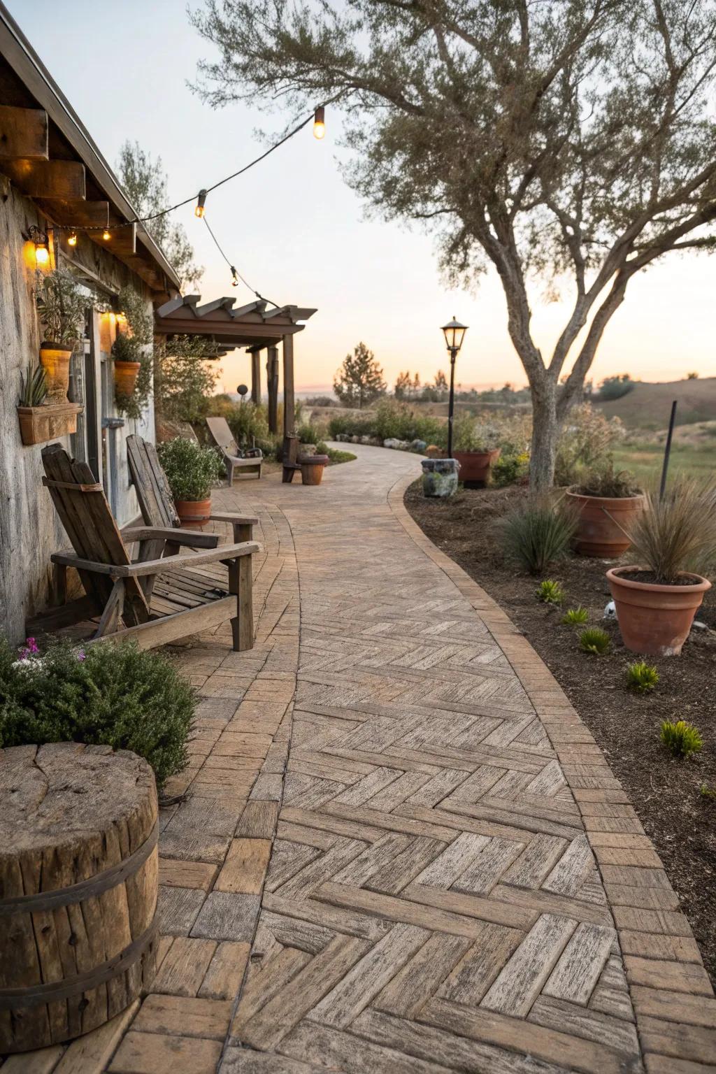 Wood-look pavers offer natural warmth with stone endurance.