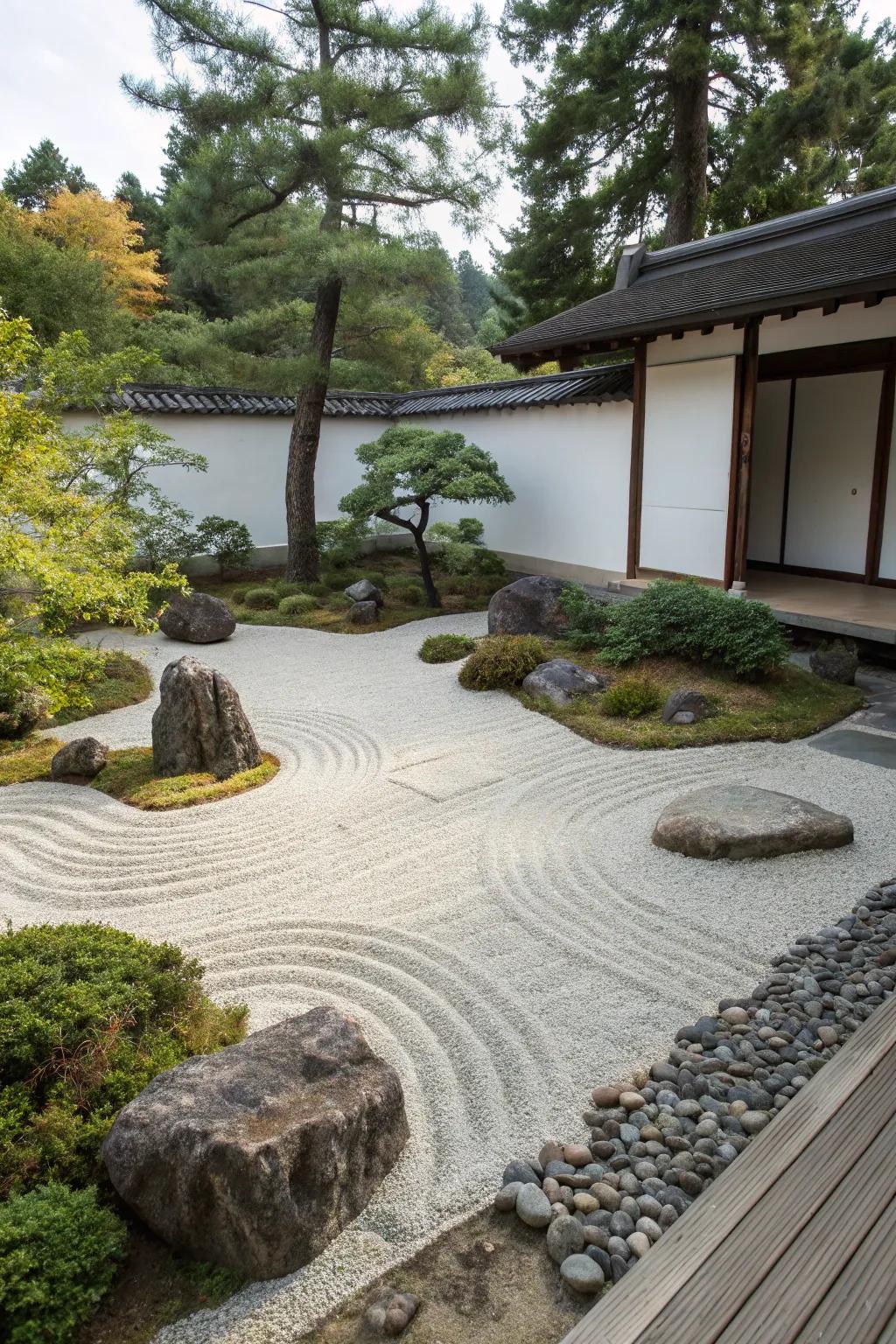 Minimalist Zen-style rock garden promoting calm
